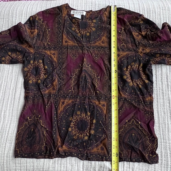 Vintage Size 12 Jones New York Silk Blouse Medallion Paisley Print Long Sleeve - Picture 8 of 8